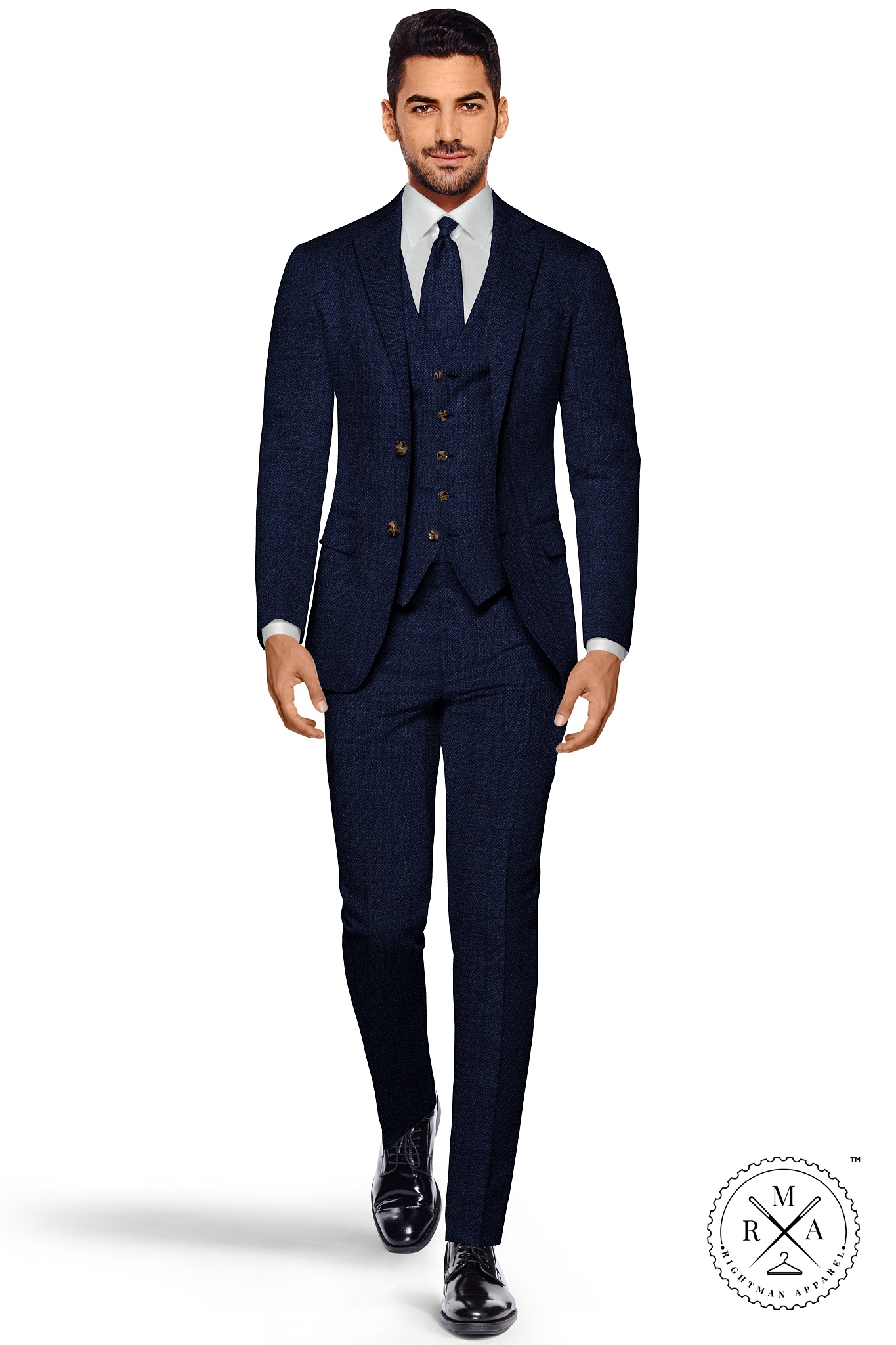 Blue Three Piece Suit With Rugged Look SU103